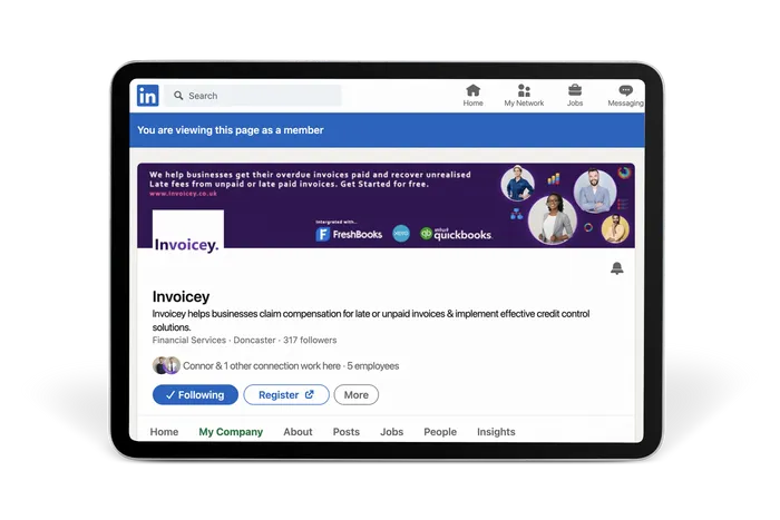 Follow Invoicey on LinkedIn to stay connected and recieve updates on new features and integrations.